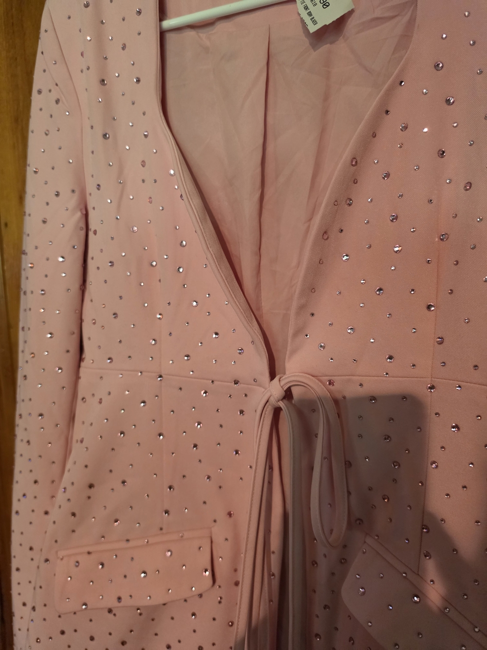 Akira Pink Embellished Tie-Waist Coat - Picture 6 of 16